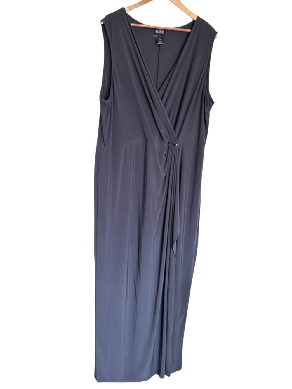 Soho Apparel Plus Maxi Dress Women’s 3X Grey V Neck Sleeveless Pullover